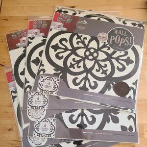 6 Wall Pops! By Brewster Peel & Stick Wall Decals Tangier Dots & Blox 24 B&W